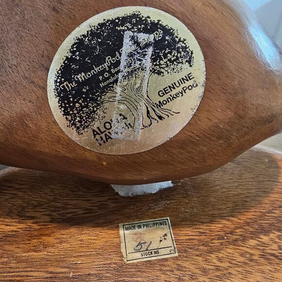 Vintage Monkey Pod Serving Dishes 2 Set Brown Hawaii Philippines Home Decor Boho - Picture 10 of 13